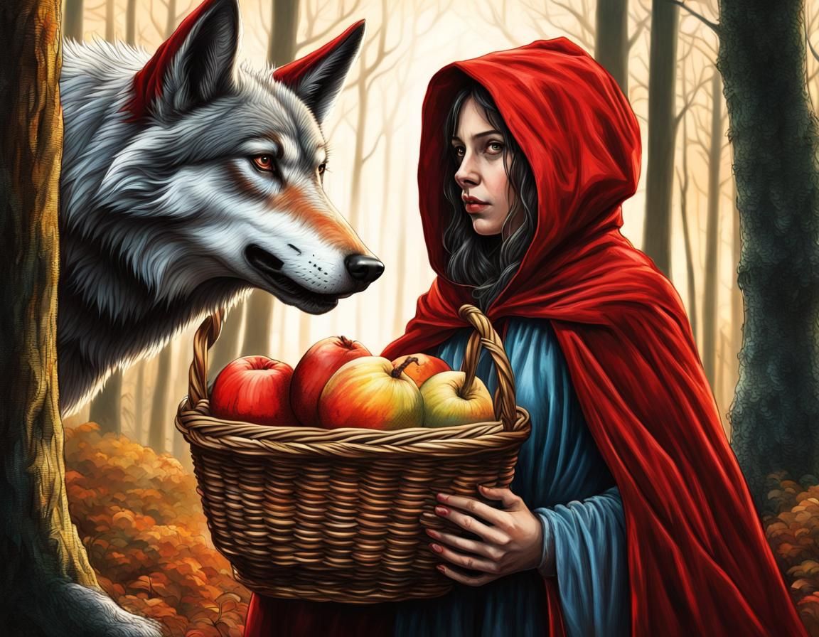 Red Riding Hood in Pencil Color Drawing