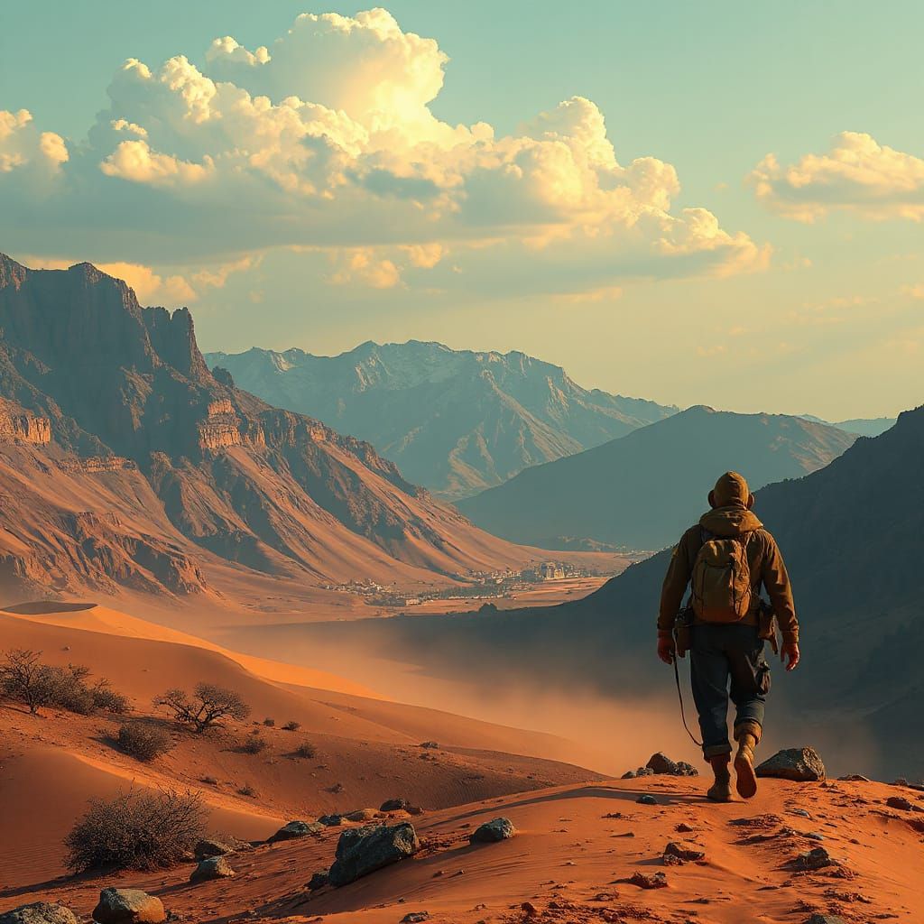 African Journey: Hyperdetailed Concept Art in Orange and Tea...