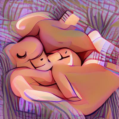 Two Puppies Cuddling