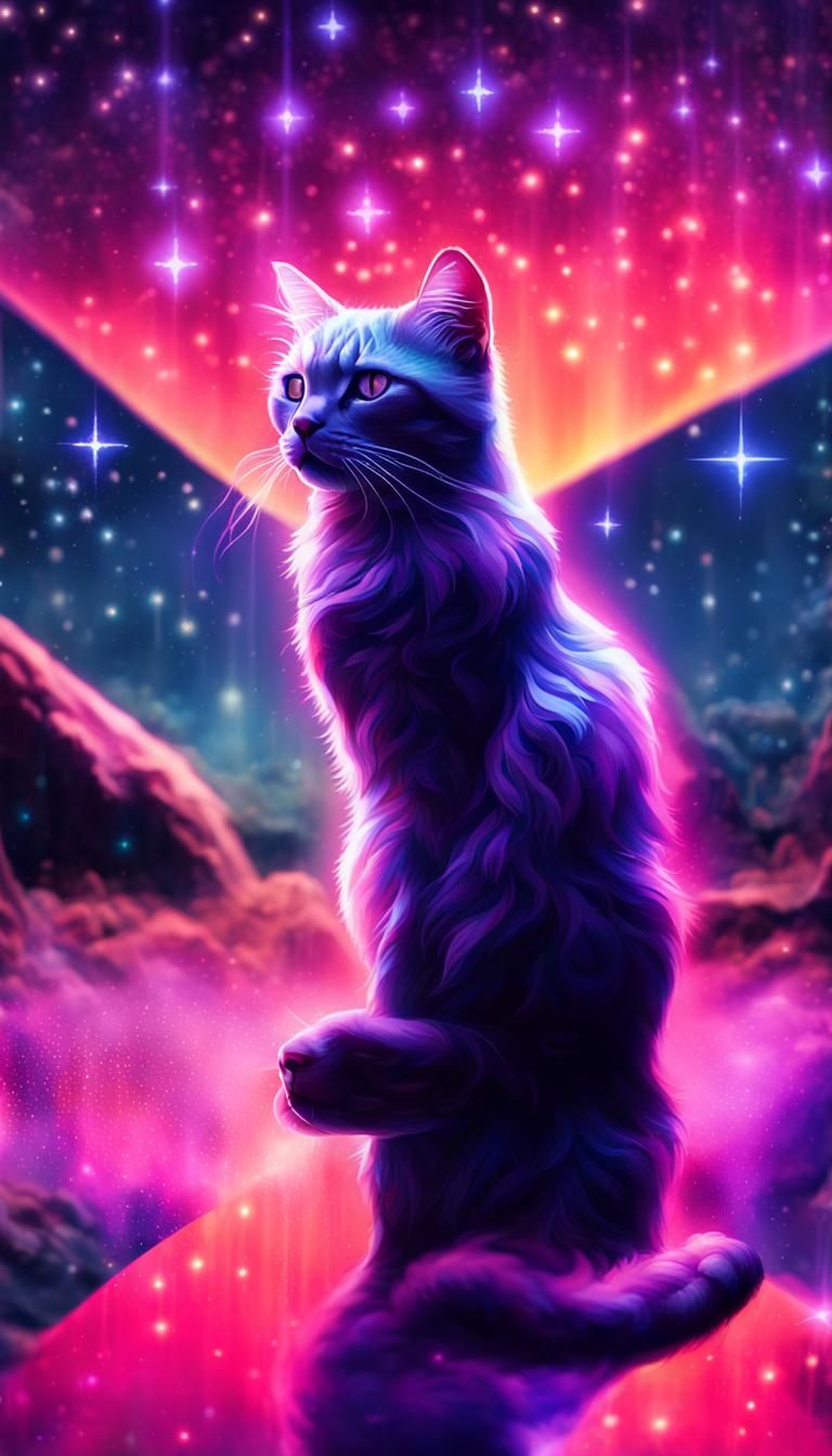 Neon Cat in Galactic Meteor Shower