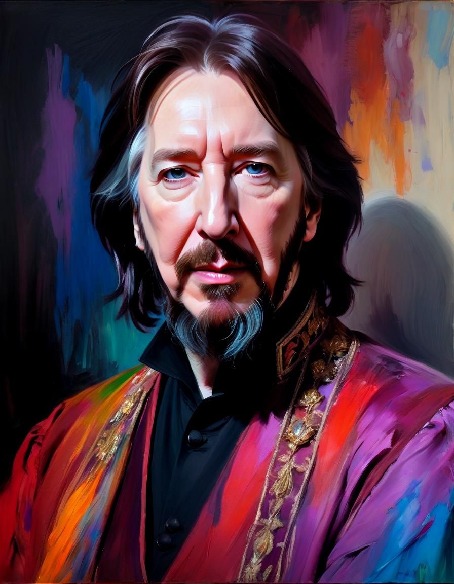 Rasputin Portrait: Impressionistic Oil Painting in Vibrant C...