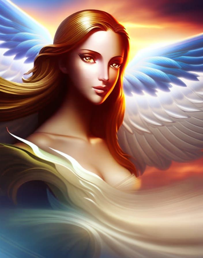 Heavenly Angel in Divine Light: Detailed Matte Painting