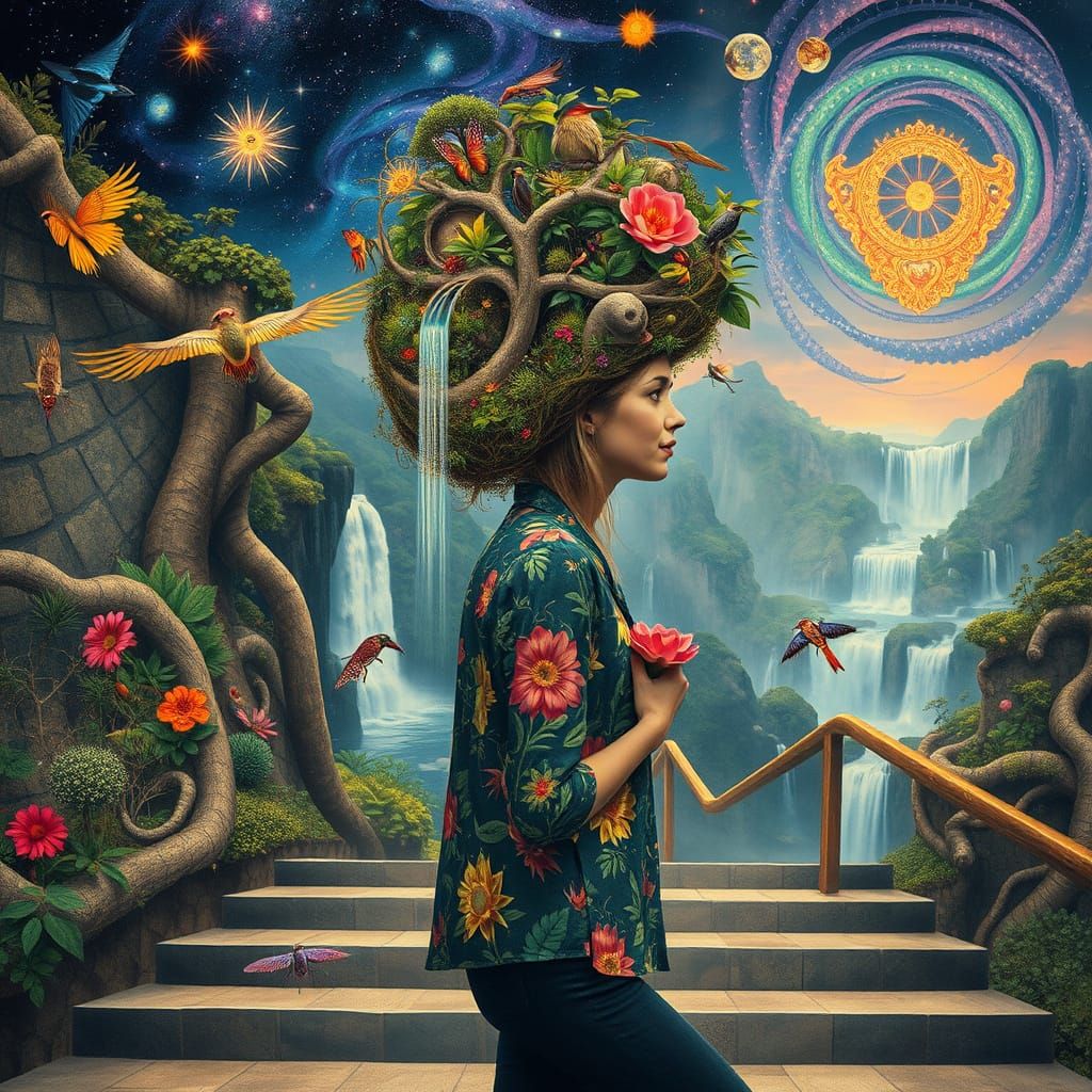 Rainforest Hair: A Surreal Bio-Art Collage