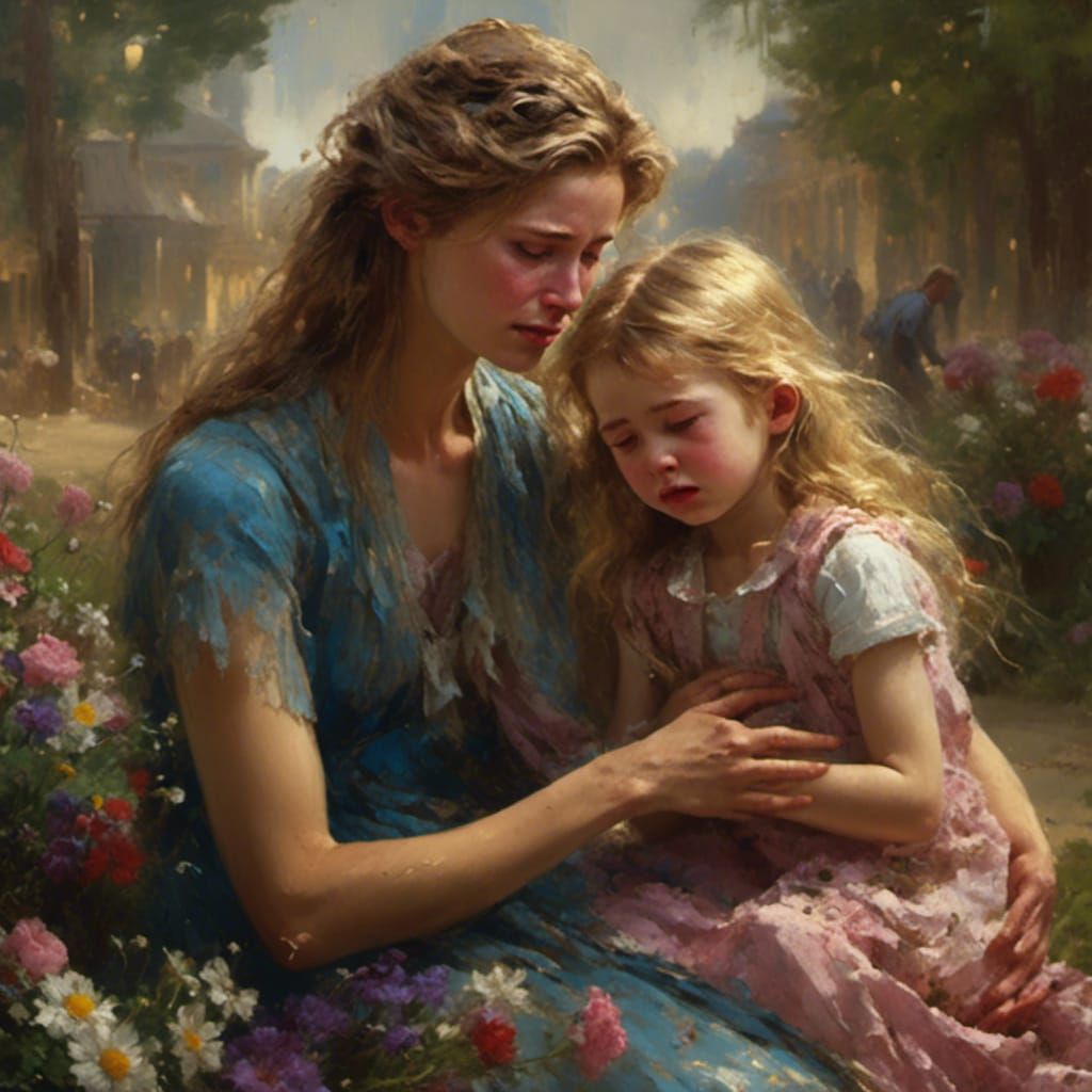 Emotional Portrait of a Crying Young Mother