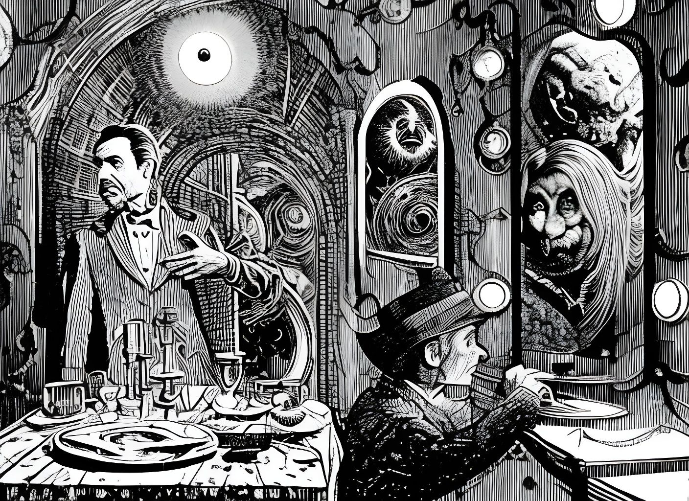 H.G. Wells' Time Machine in Iridescent Watercolor