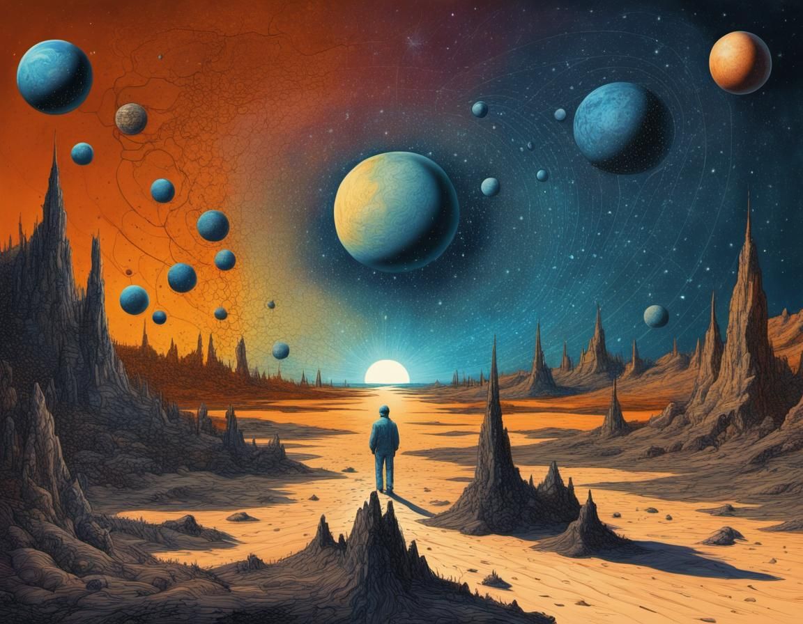 Futuristic Star Map in Detailed Ink Drawing Style