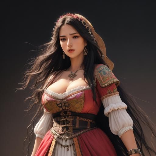 Medieval Italian Peasant Woman in Hyperrealistic Style