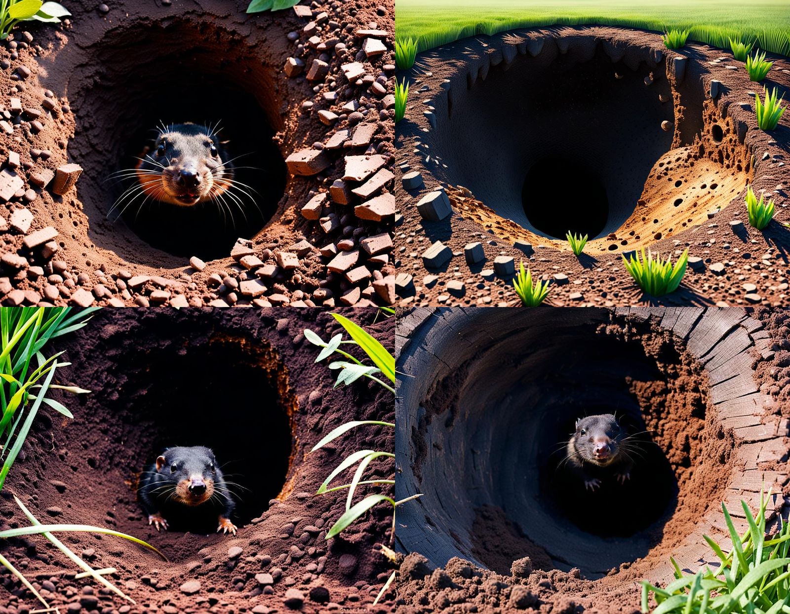 Mole Emerging From Underground Burrow