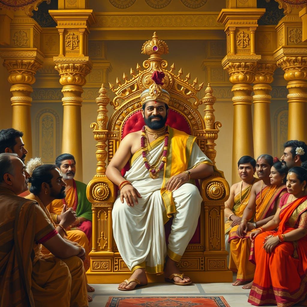 Majestic Royal Court of Vijayanagara in Golden Splendor