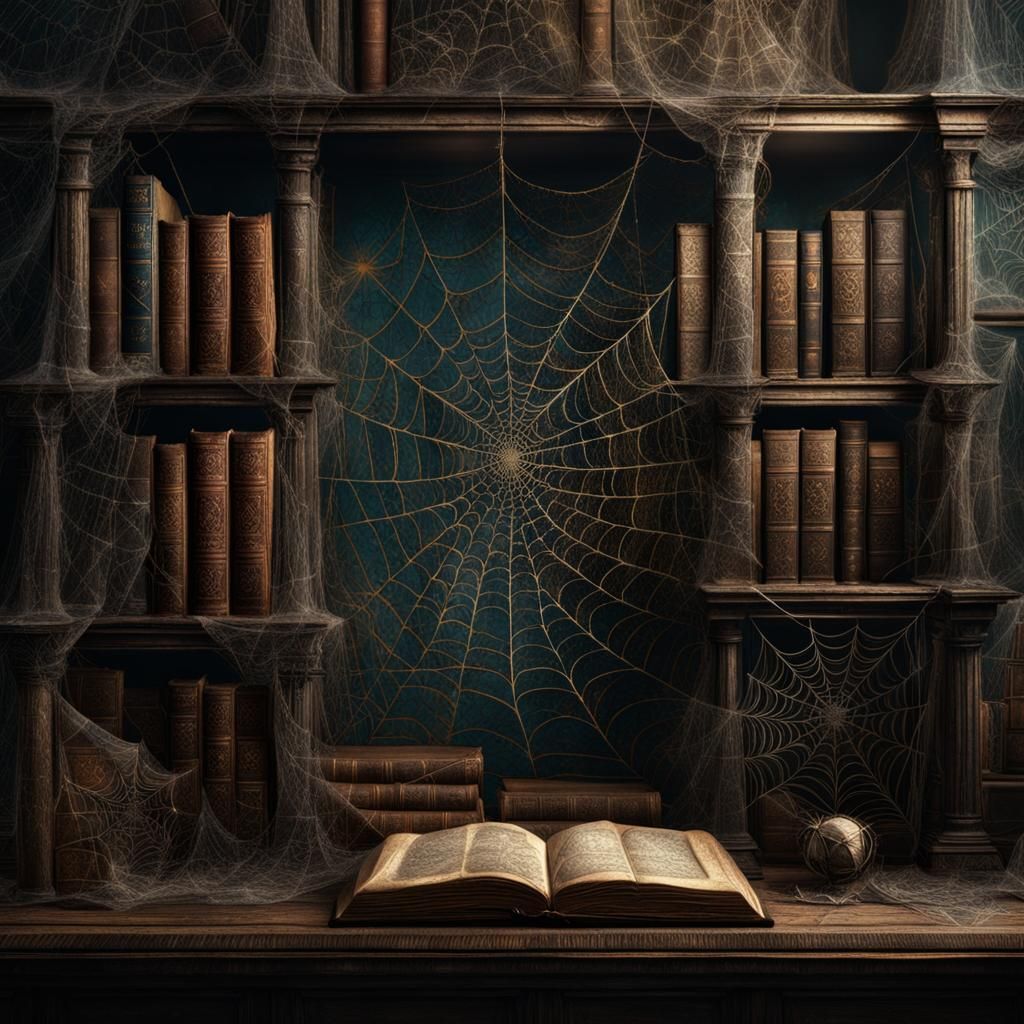 Old Books and Spiderwebs: Detailed Fantasy Art