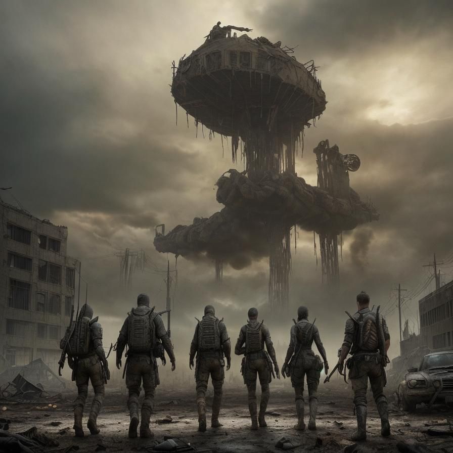 Wasteland Survivors in Apocalyptic Landscape