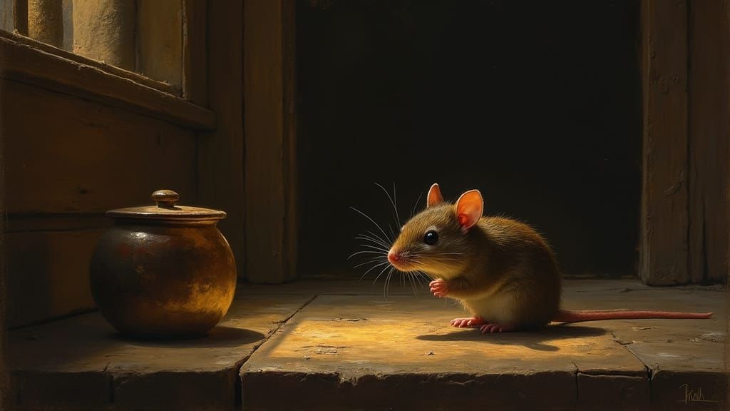 Shy Mouse in Dutch Golden Age Interior
