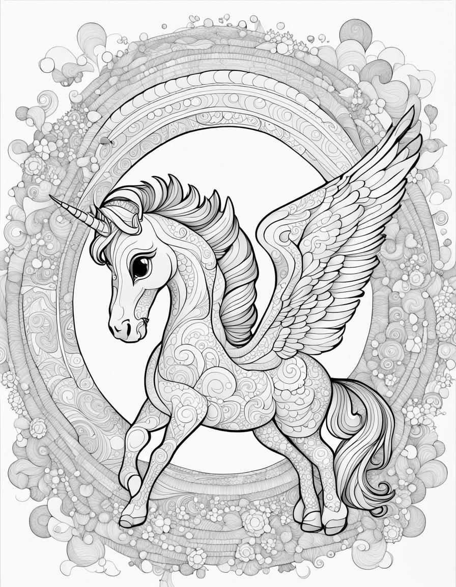 Pegasus and Unicorns Coloring Book page 32