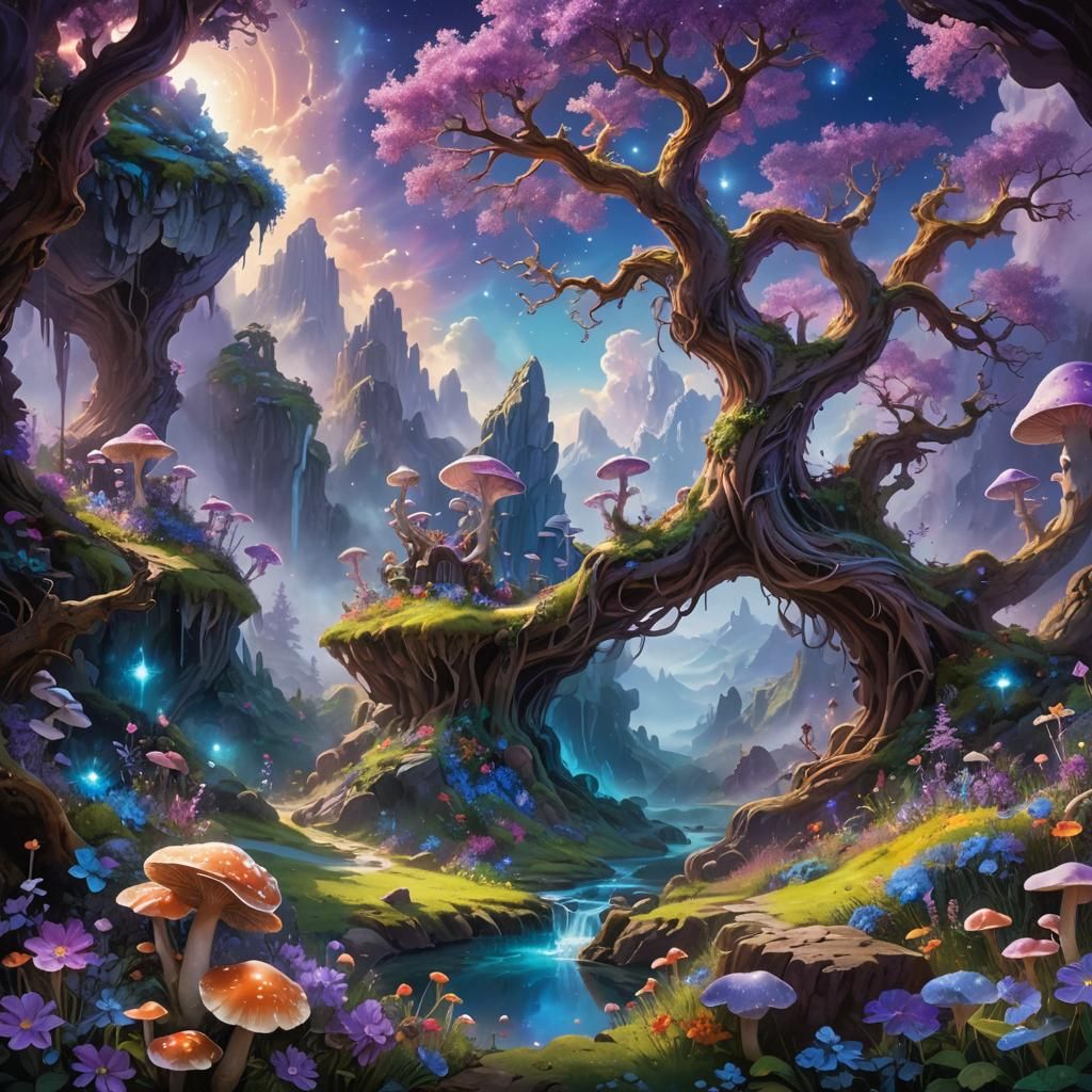 Enchanting Paradise World with Crystalline Cave