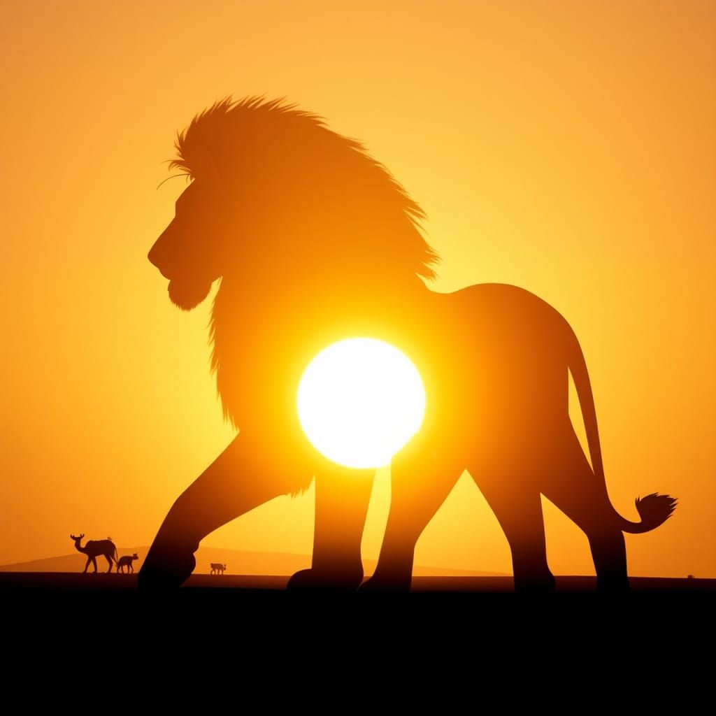 Simba Silhouette with Sahara Double Exposure
