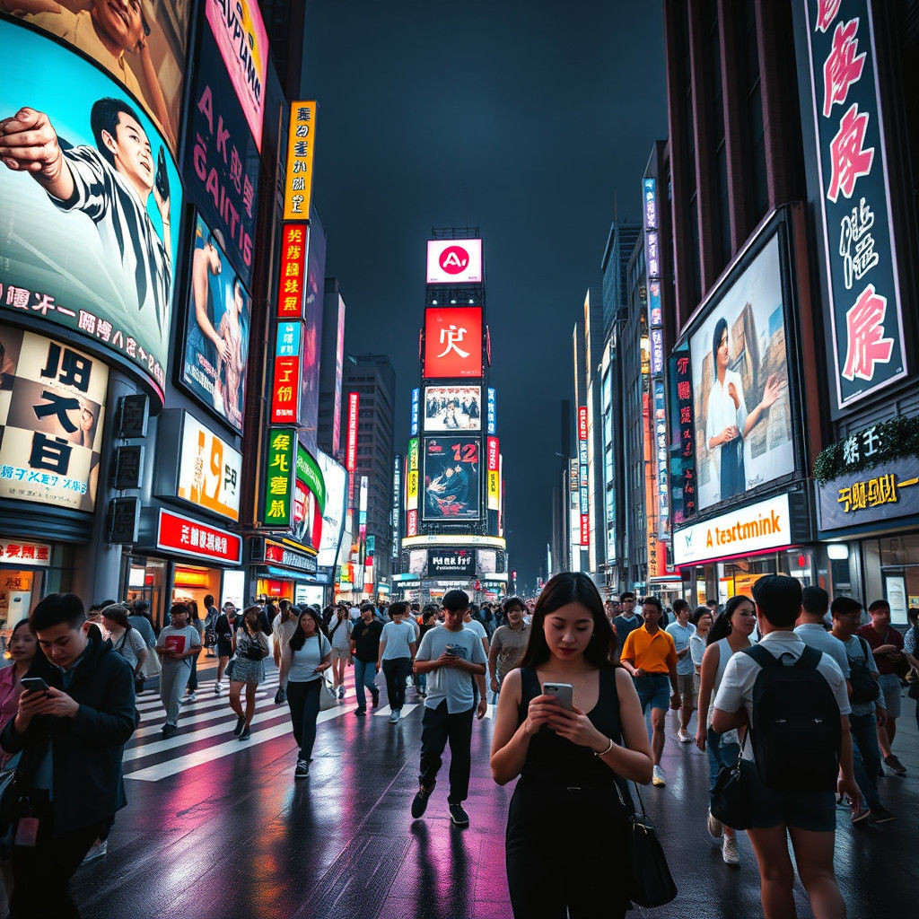 Neon Metropolis: A Cyberpunk Vision of Modern Japan