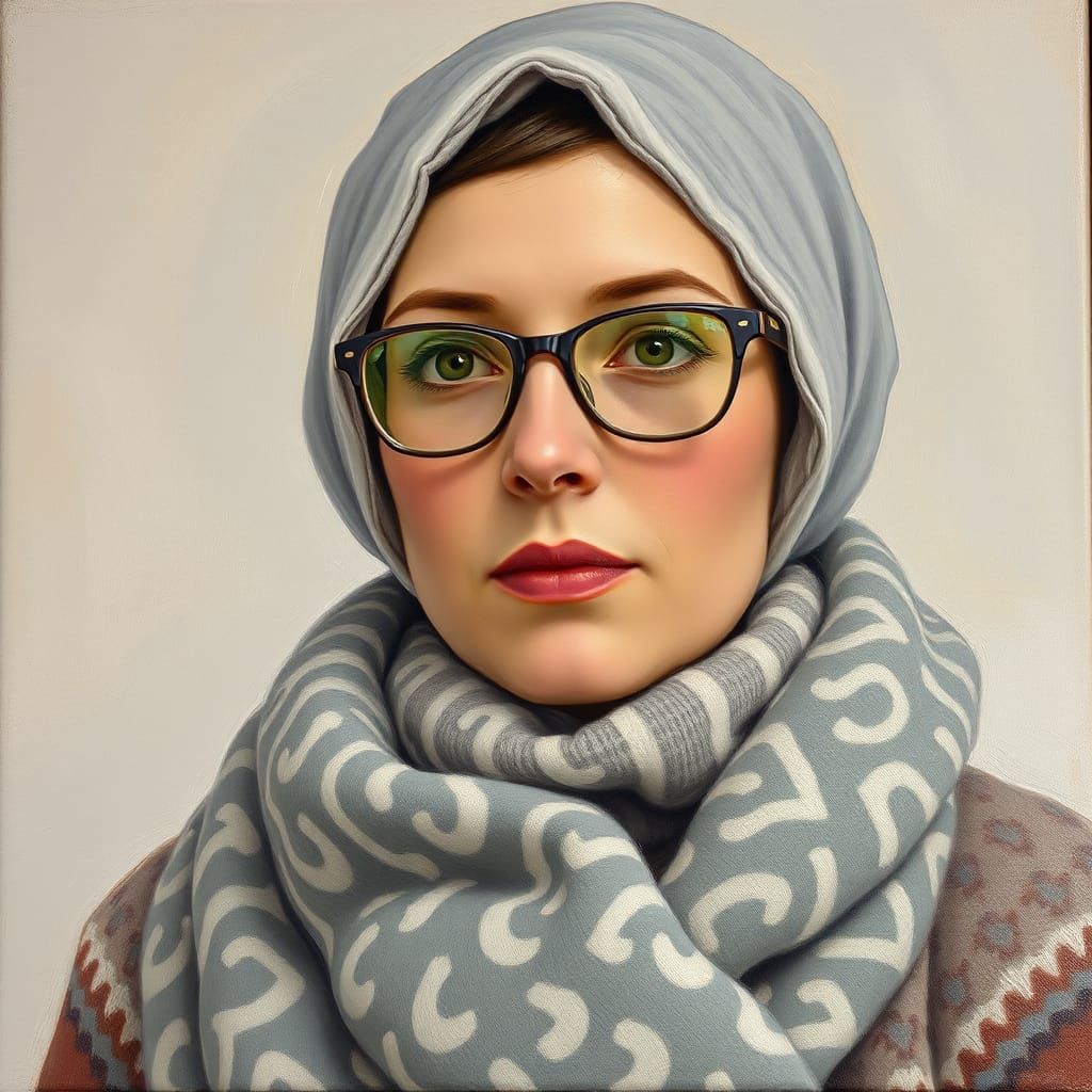 Woman in Pearl-Gray, Impressionistic Oil Painting