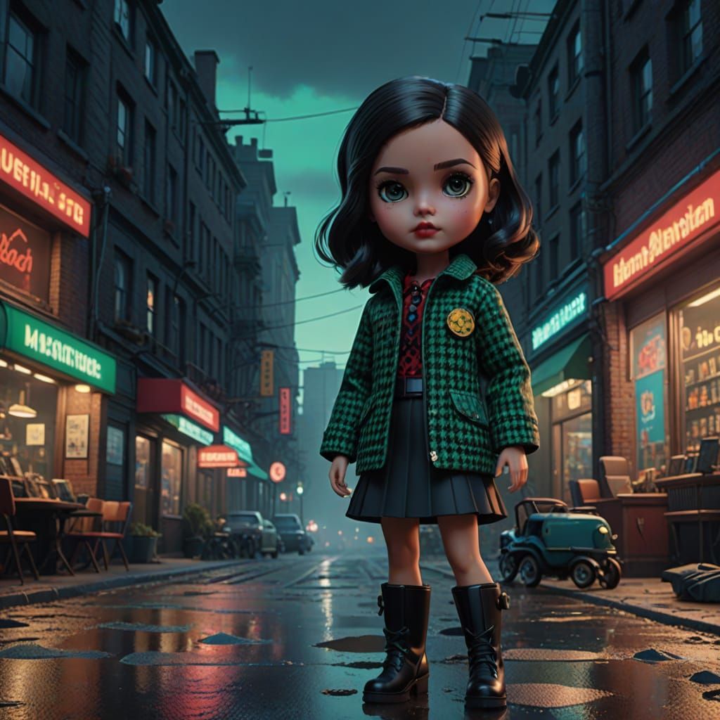 Ethereal Blythe Doll in Luxe Houndstooth and Emerald Greens