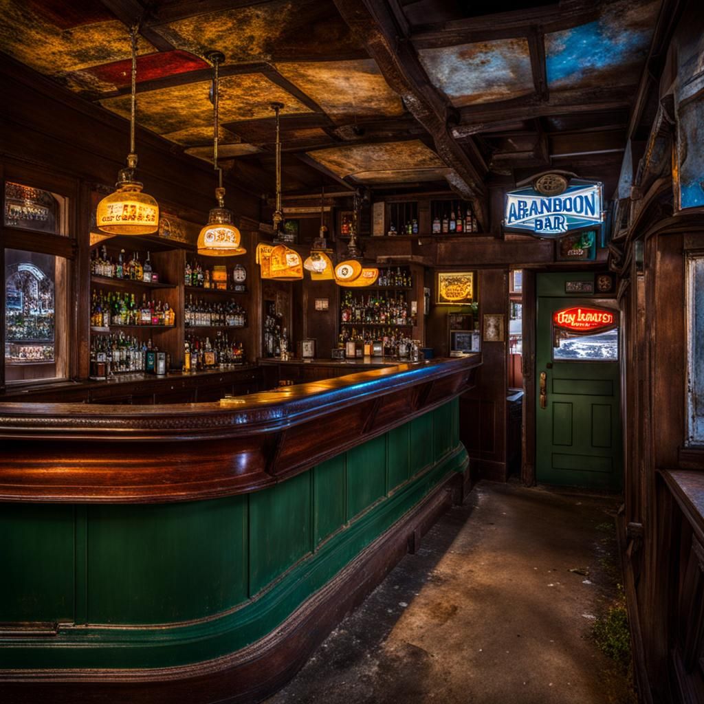 Atmospheric Abandoned Bar Interior
