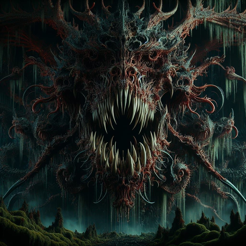 Epic Bat-Like Monster in a Haunting Red and Black Nighttime ...