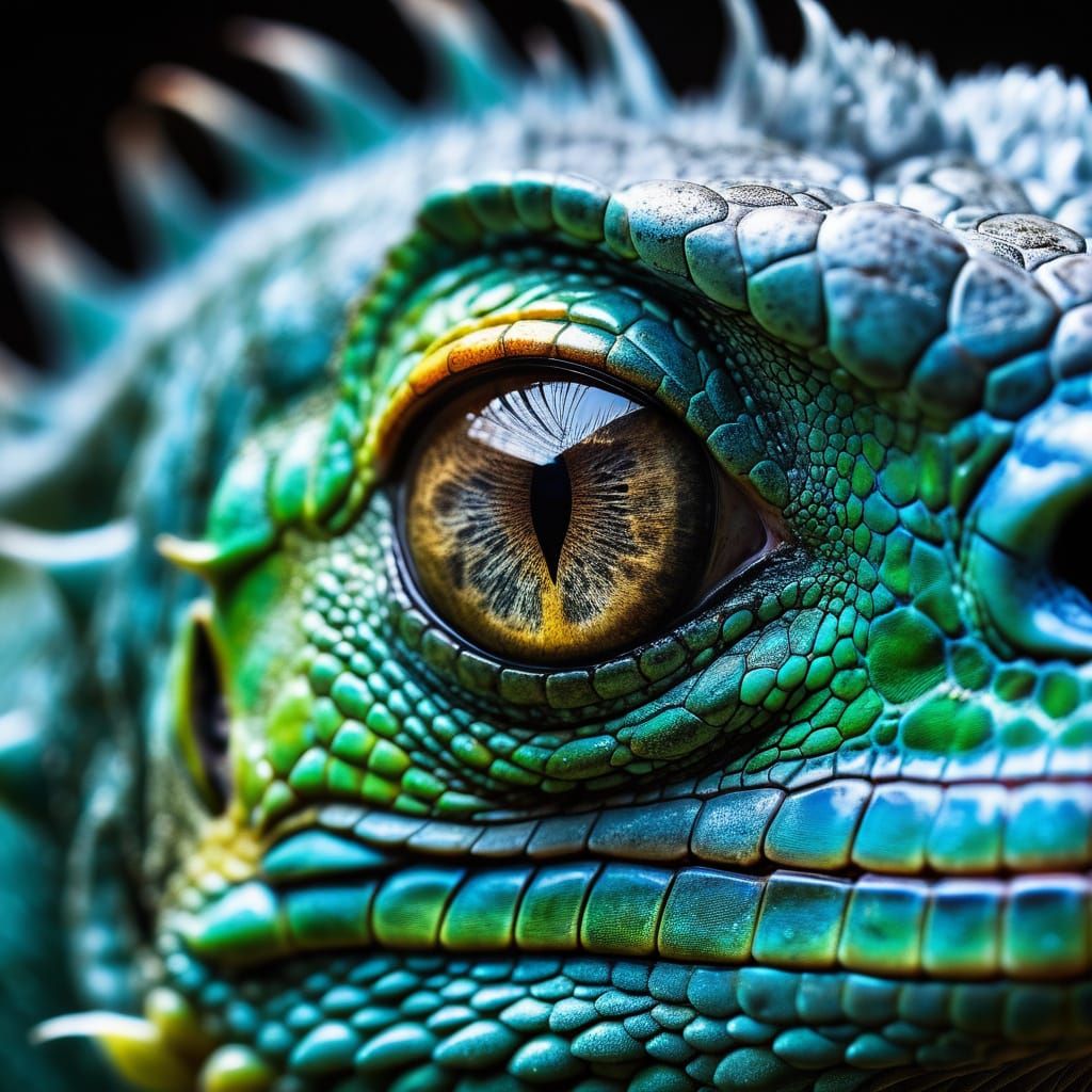 Delicate Iguana Eye in Vivid Close-Up