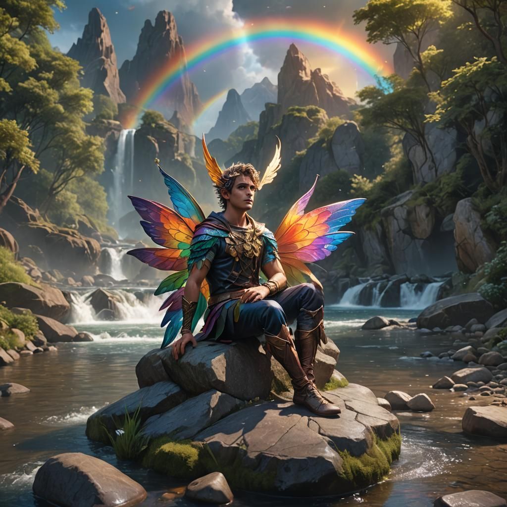 Rainbow Winged Fairy by Riverbank