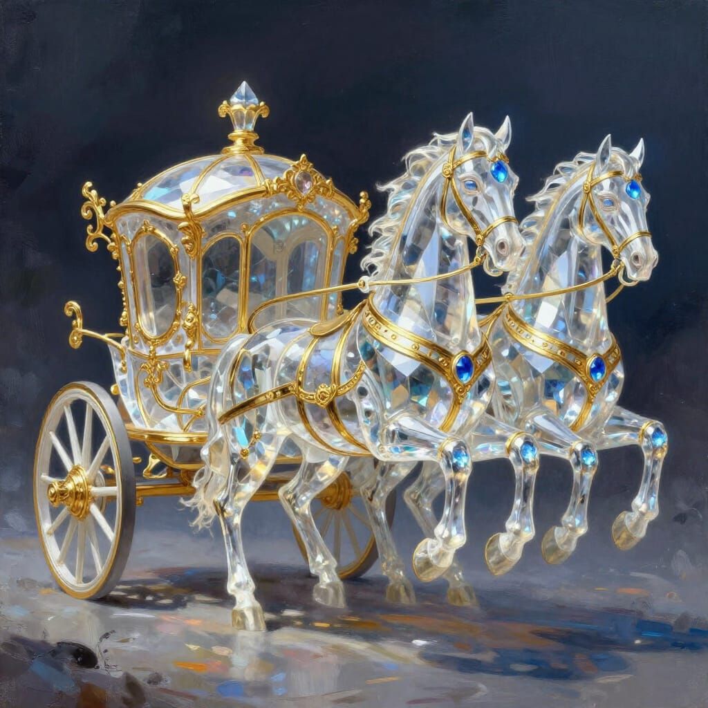 Crystal Bone Chariot Pulled by Soul-Armored Horses