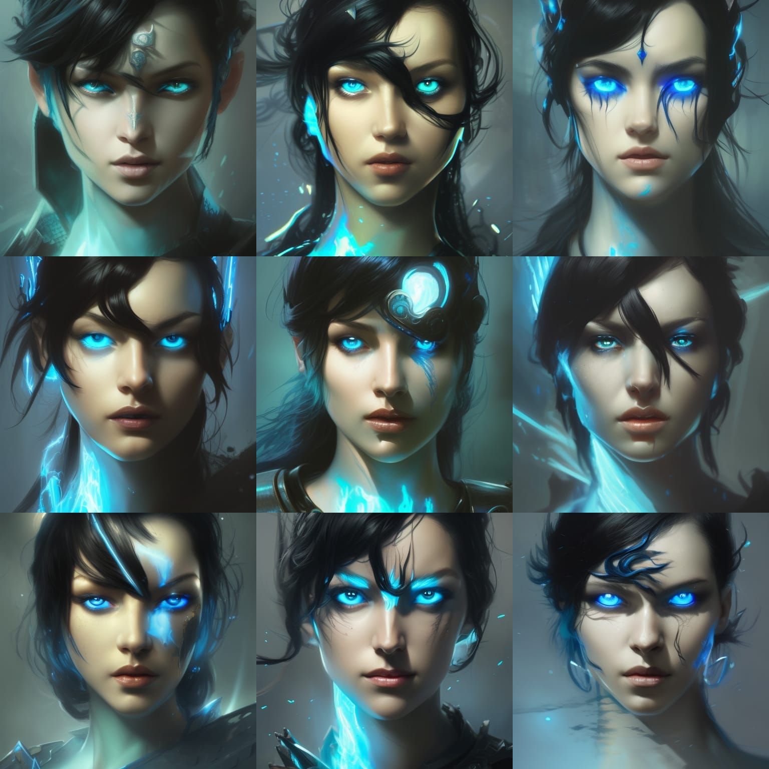 Woman in Black Armor, Hyperdetailed Dark Fantasy Art