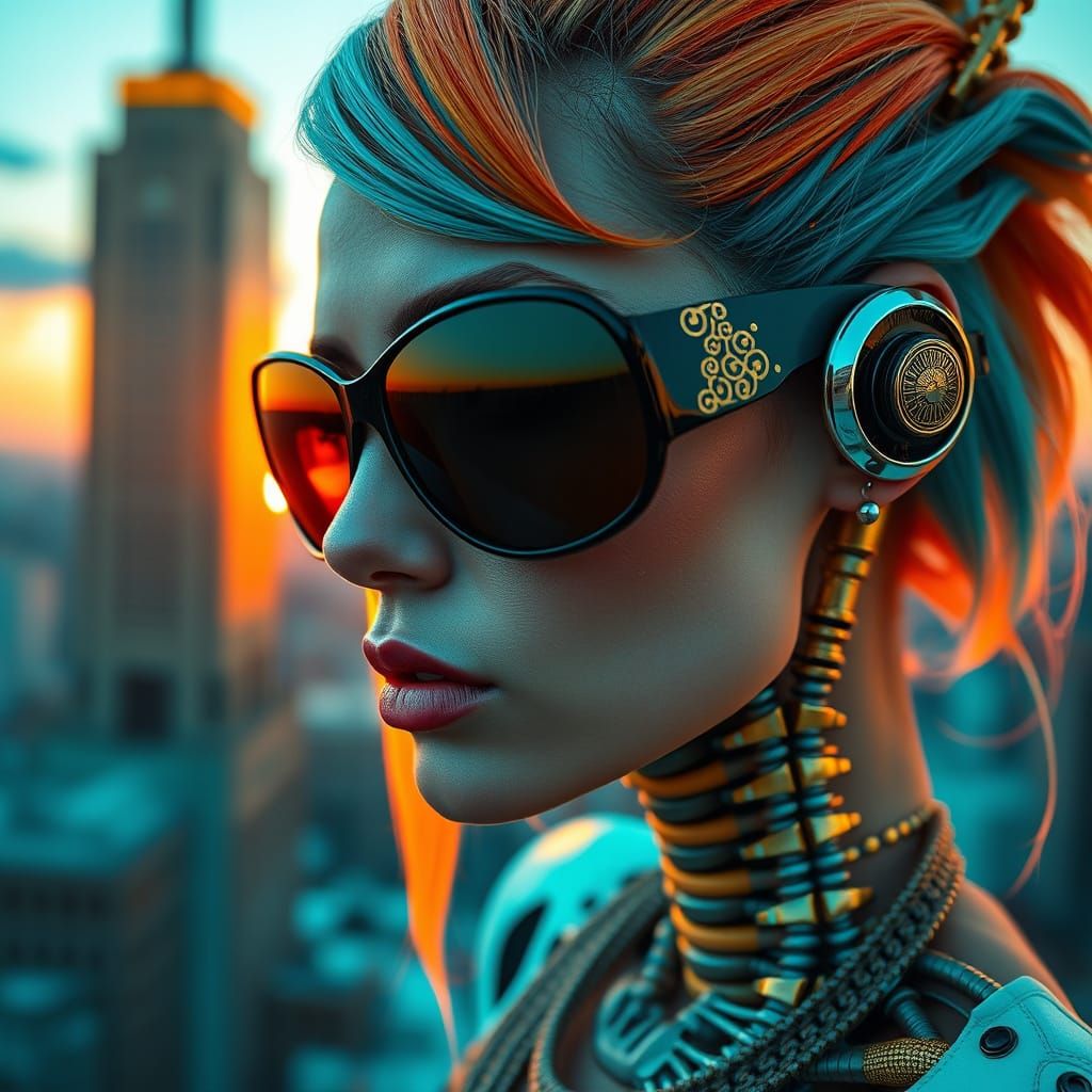 Cyberpunk Goddess of the Stars in Exquisite Dark Beauty