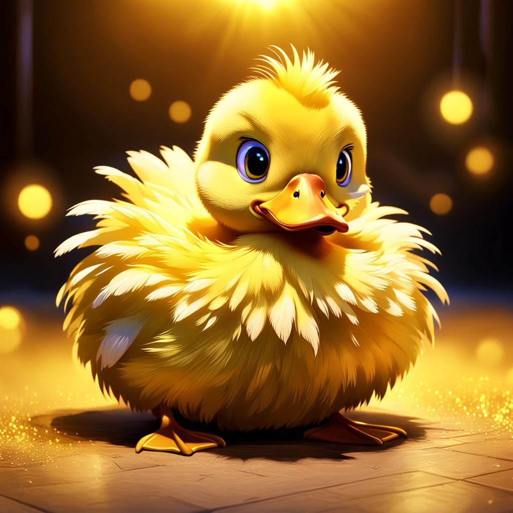 Fluffy Yellow Duck: Pixar-Style 3D Digital Art