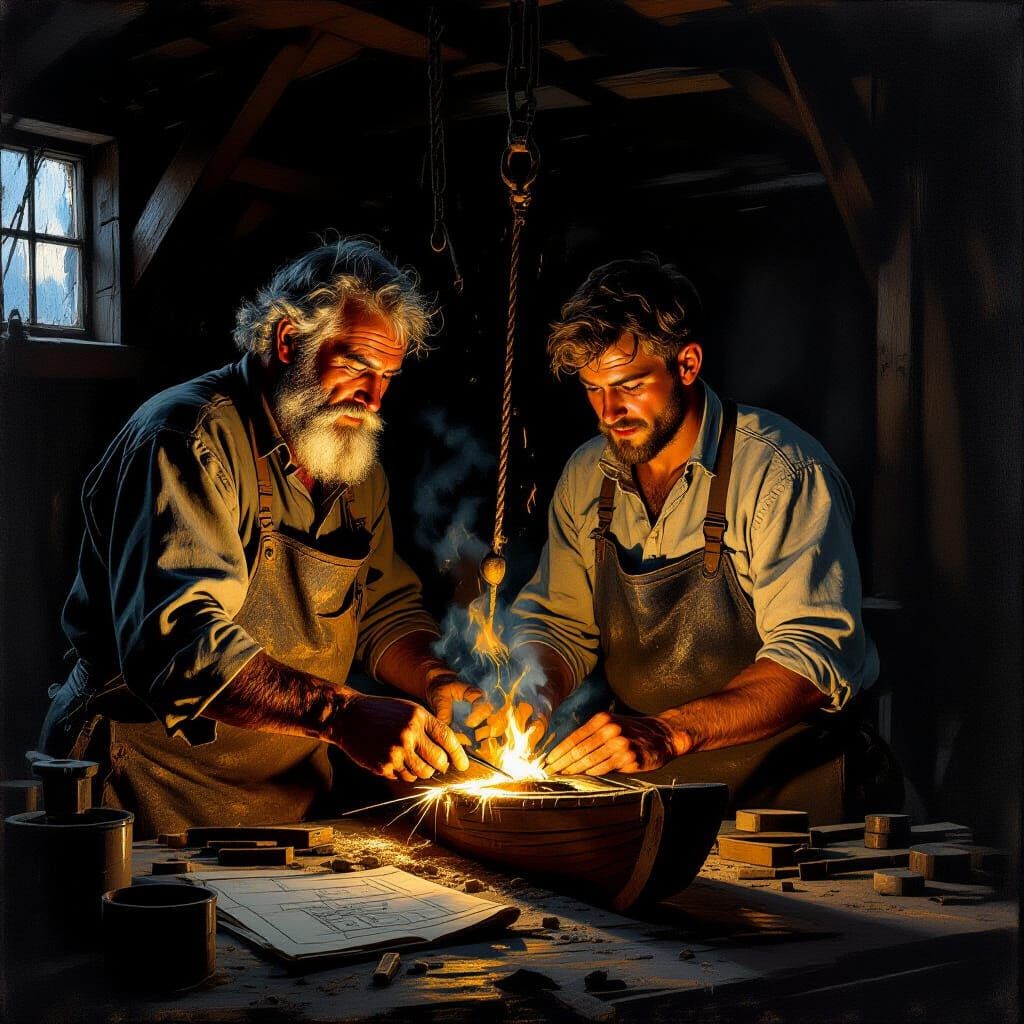 Shipbuilding Pride: Master Guides Apprentice by Forge Light