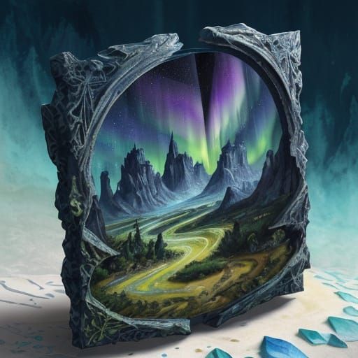 Surreal Landscape with Art Deco Alchemical Architecture