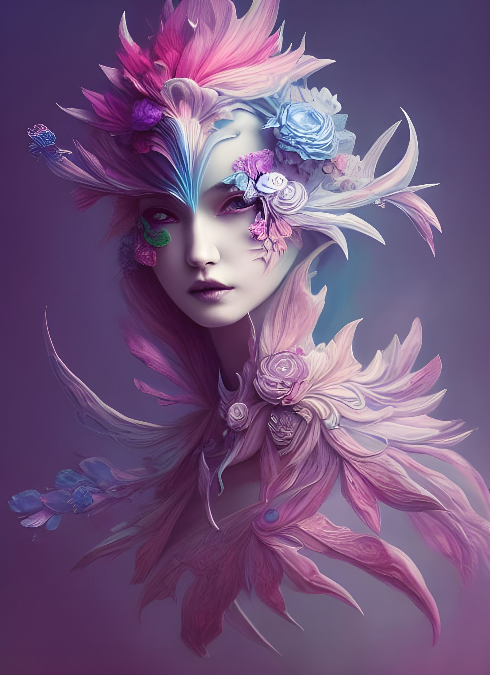 Knight Made of Flowers: Digital Acrylic Painting