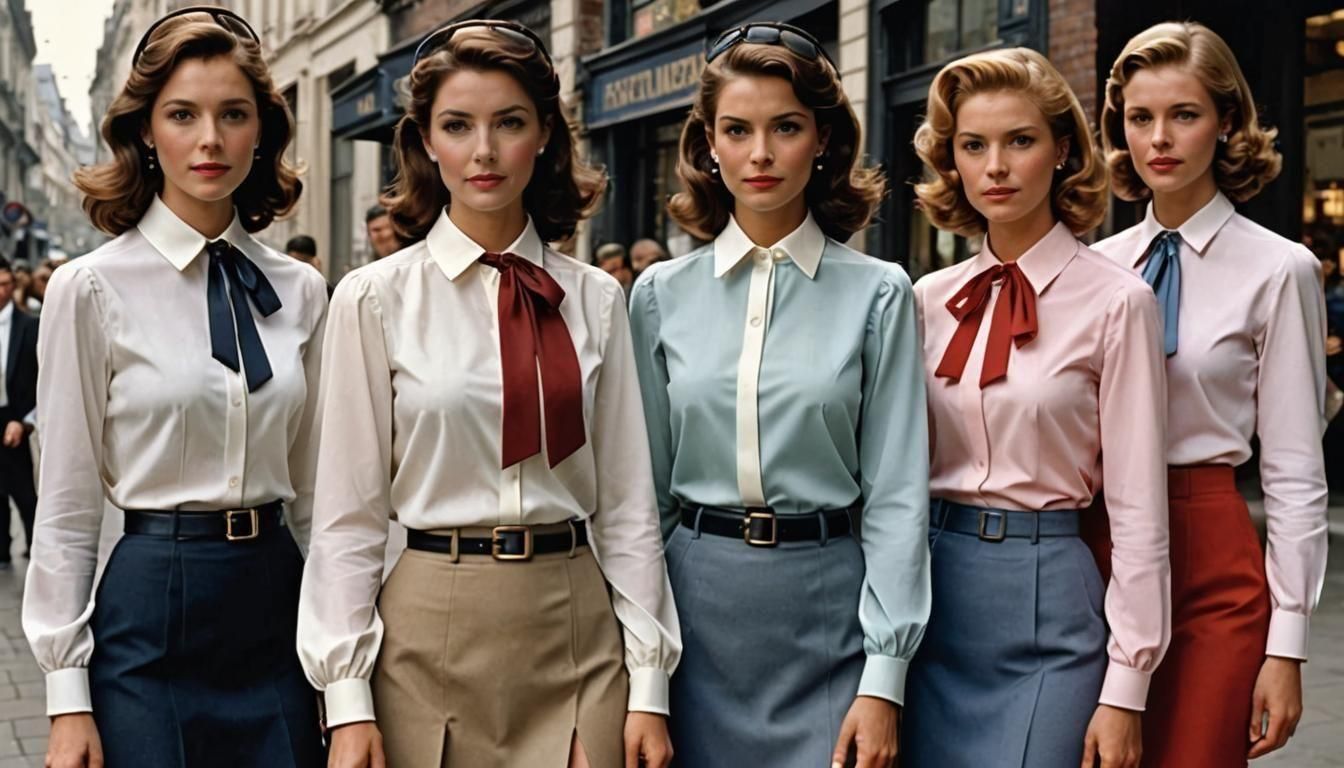 Immaculate Women in Formal Blouses and Skirts