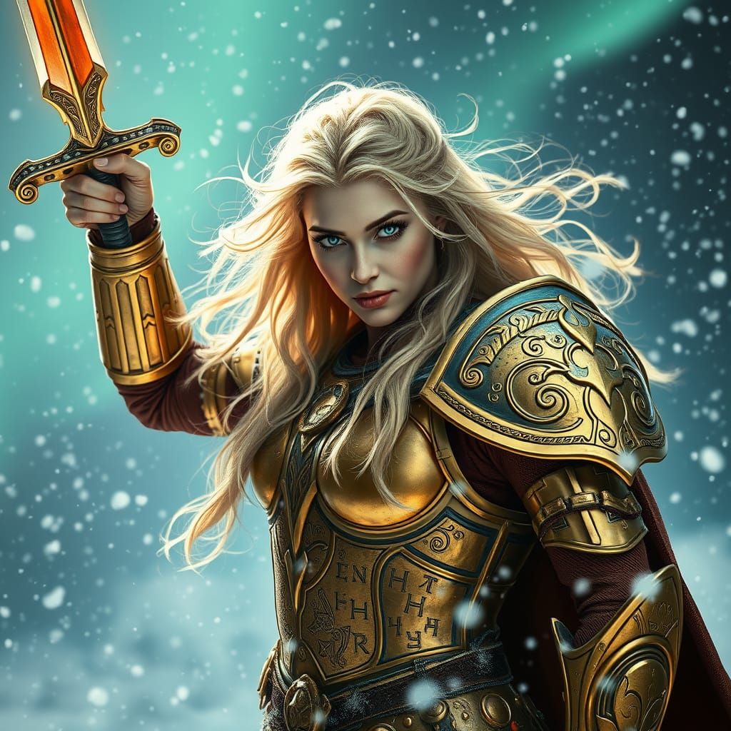 Valkyrie in Blizzard with Golden Armor