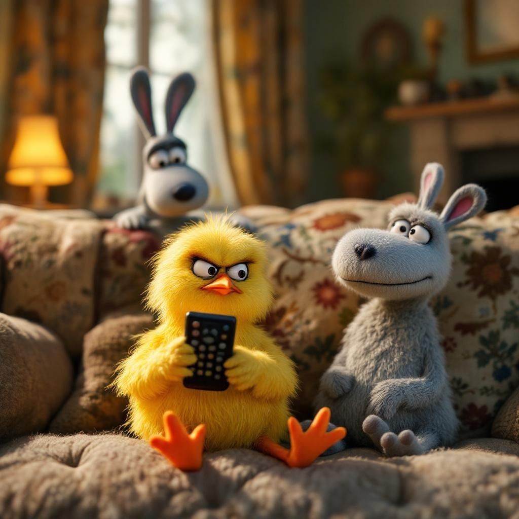 Angry Chick Watches TV with Wallace and Gromit