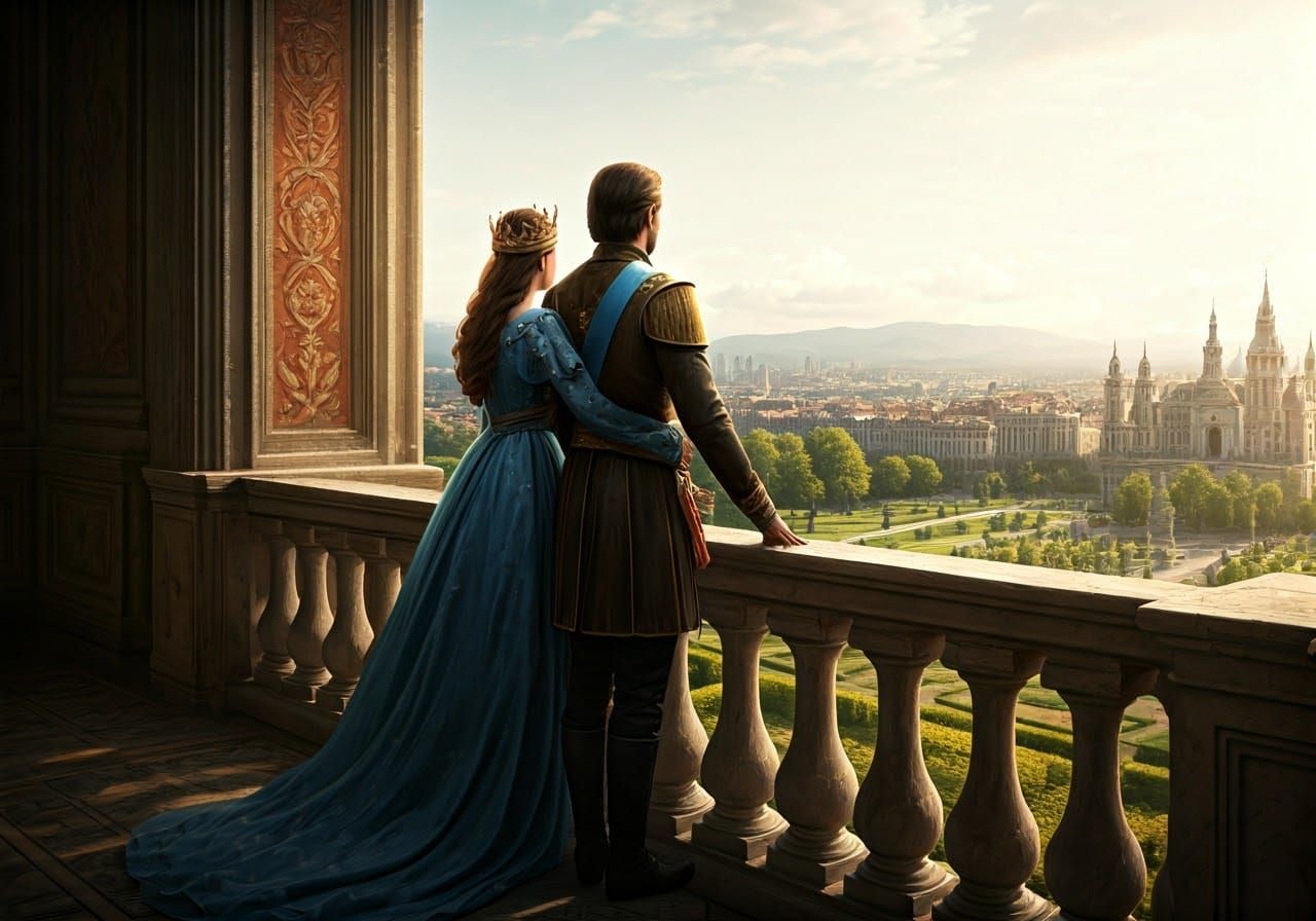 King and Queen Overlook Their Kingdom