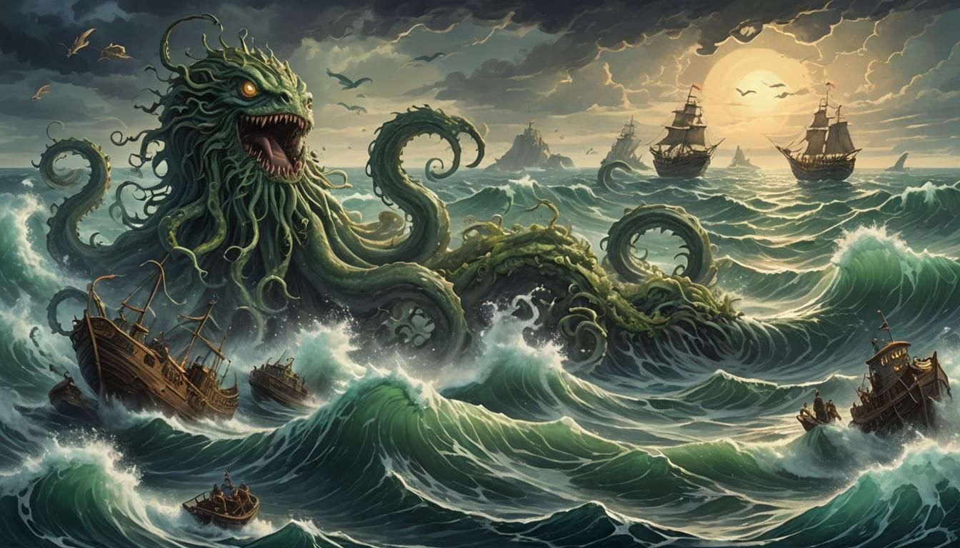 Epic Sea Monster Emerges from Stormy Depths