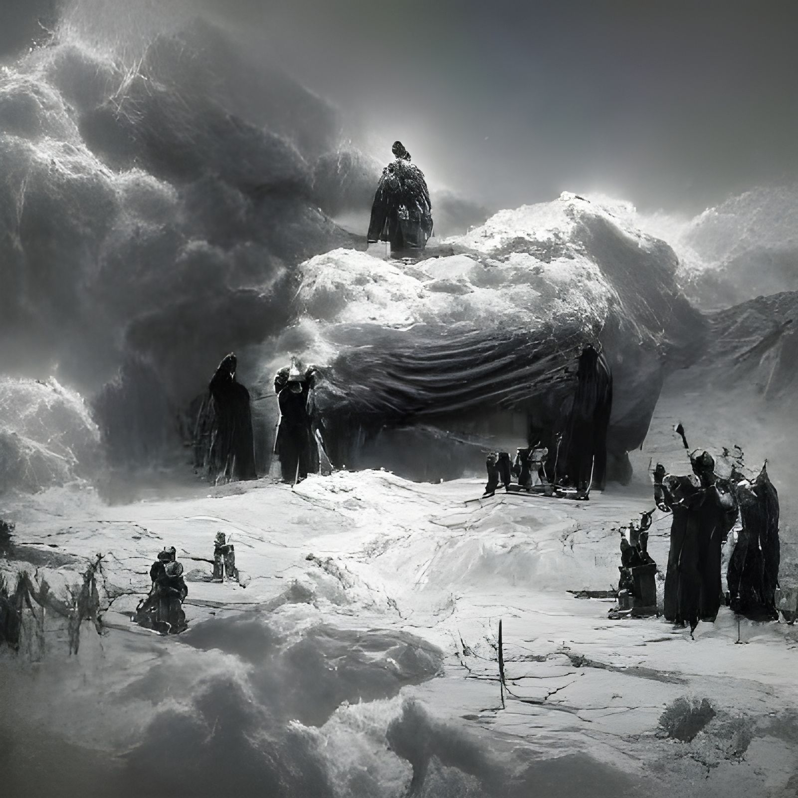 Dyatlov Pass Incident: Matte Painting in Dore Style