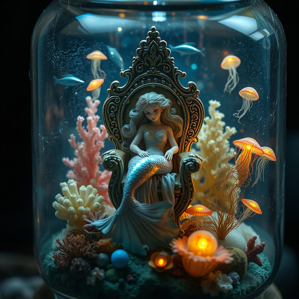 Mermaid Princess in Glass Jar Kingdom