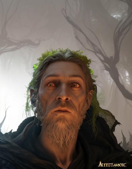 Wizard in Alien Forest Detailed Matte Painting