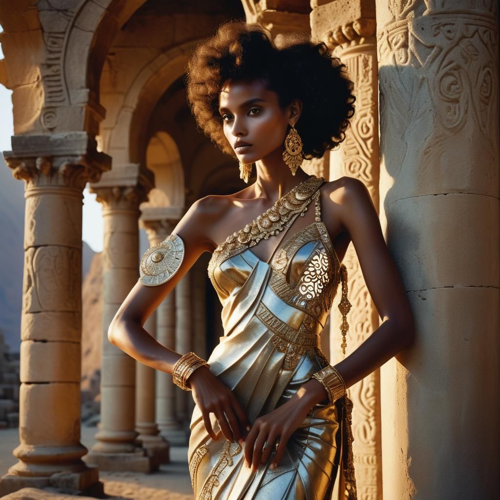 Elegant Eritrean Model in Haute Couture Fashion