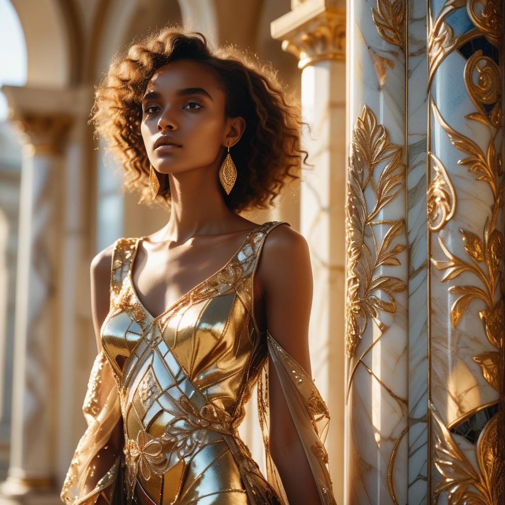 Eritrean Model in Gold Couture: Vogue Editorial