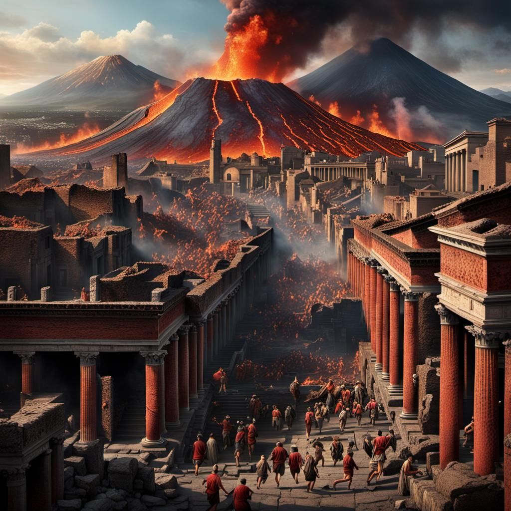 Pompeii Eruption: People Flee Lava Flow