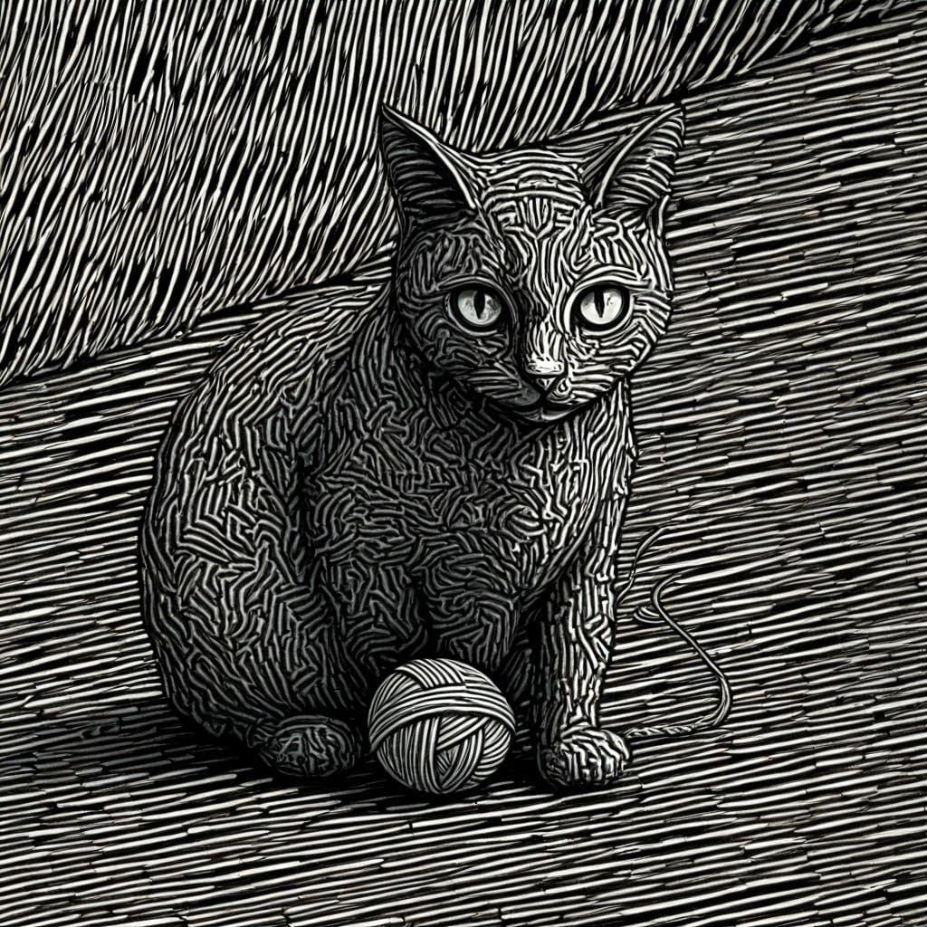 Whimsical Optical Illusion Art Piece in High Contrast Black ...