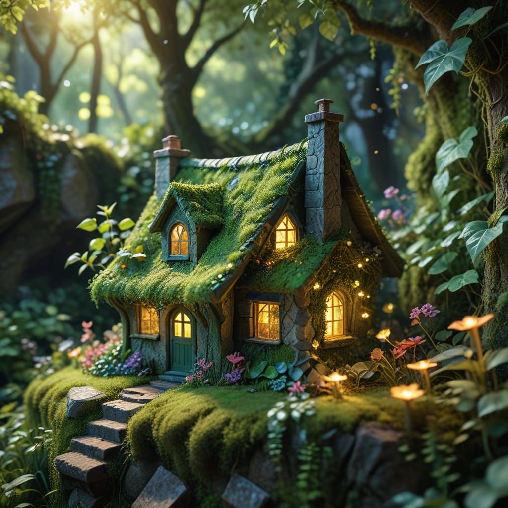 Whimsical Forest Cottage Glows with Enchanted Beauty