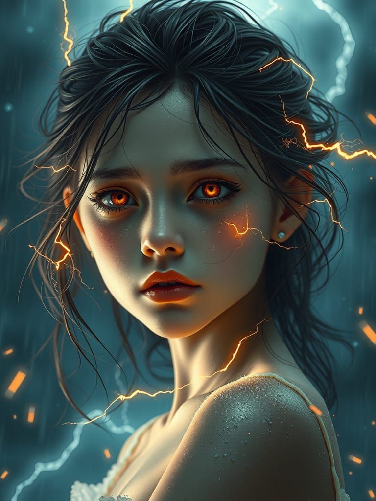 Stormy Portrait of a Woman in Concept Art Style