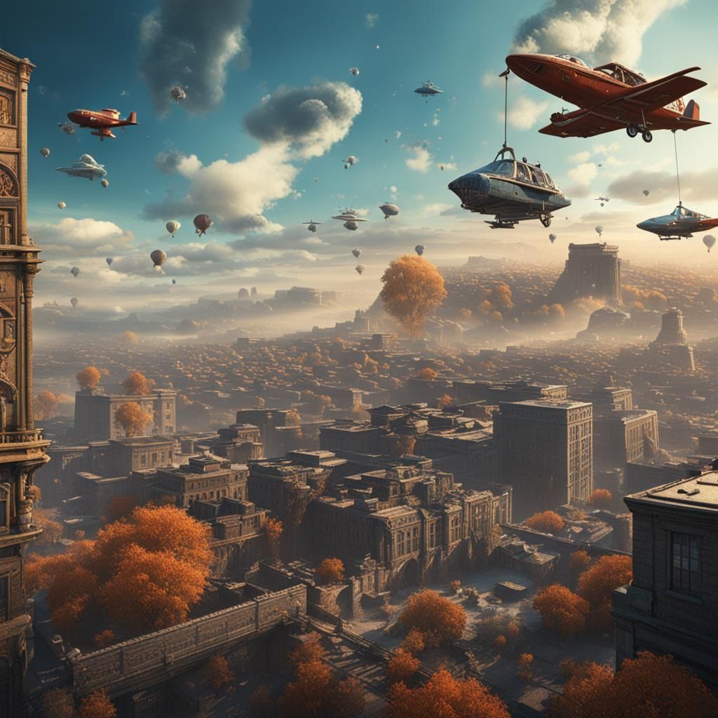Spies Falling from Sky: Detailed Matte Painting