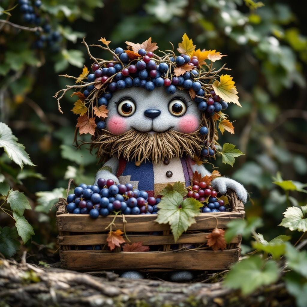Blueberry Plush Monster: 3D Collage Sculpture
