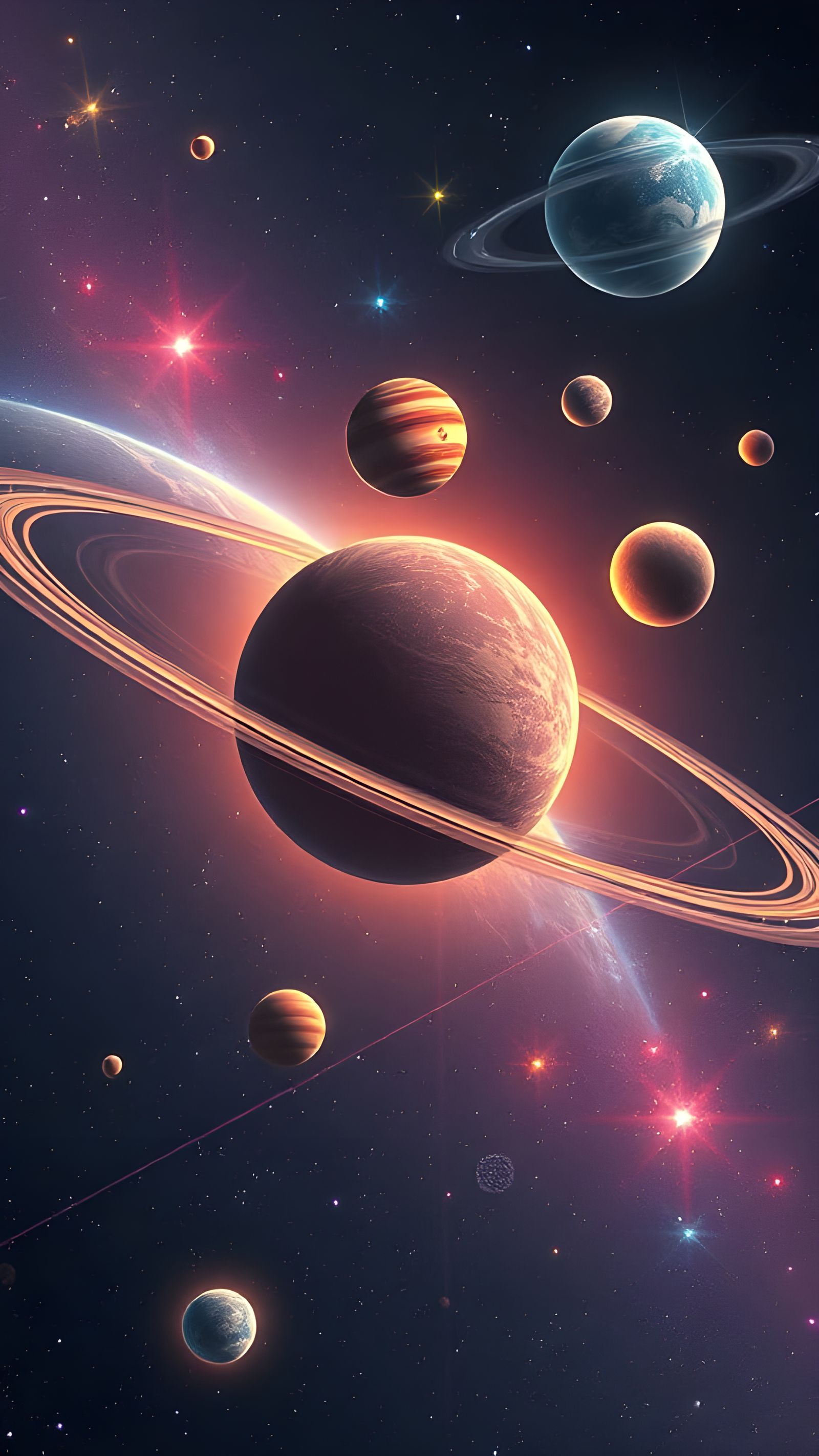 Surreal Cosmic Landscape in Vibrant Dreamlike Style